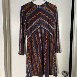 Multicolored Mock Neck Dress